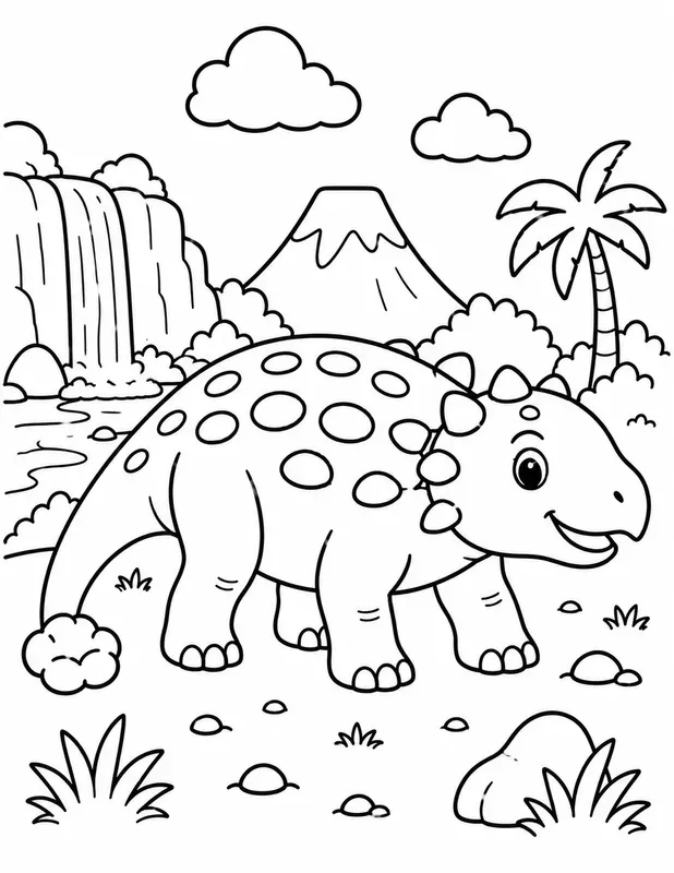 Cute Kids Dinosaur Coloring Pages