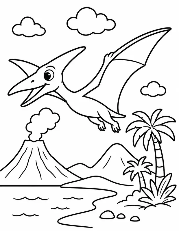 Cute Kids Dinosaur Coloring Pages