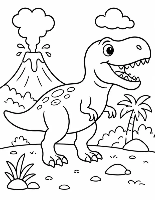 Cute Kids Dinosaur Coloring Pages