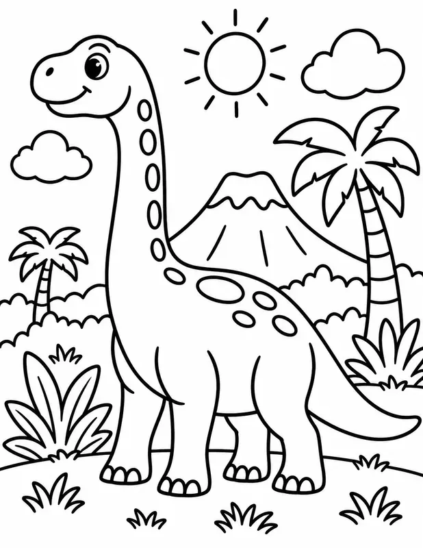 Cute Kids Dinosaur Coloring Pages