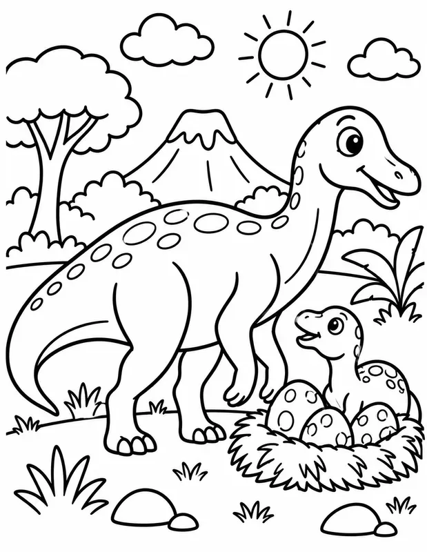 Cute Kids Dinosaur Coloring Pages