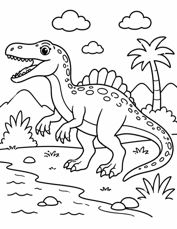 Cute Kids Dinosaur Coloring Pages