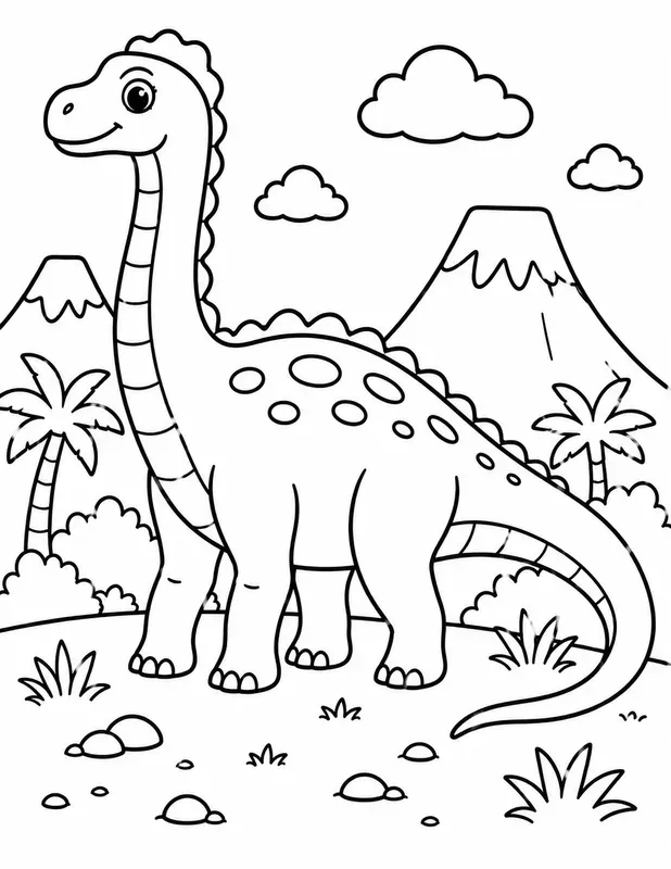 Cute Kids Dinosaur Coloring Pages