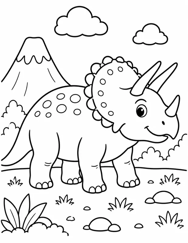 Cute Kids Dinosaur Coloring Pages