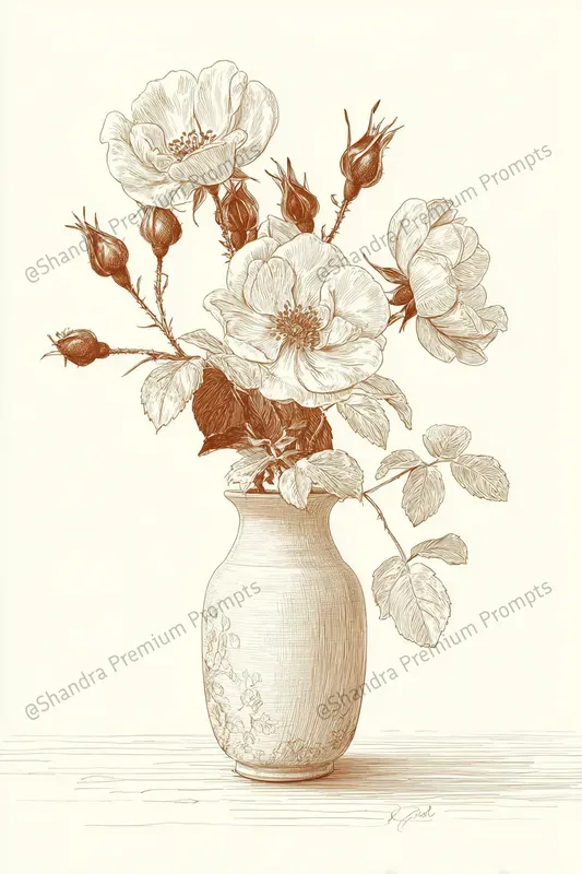 Vintage Sepia Line Drawings
