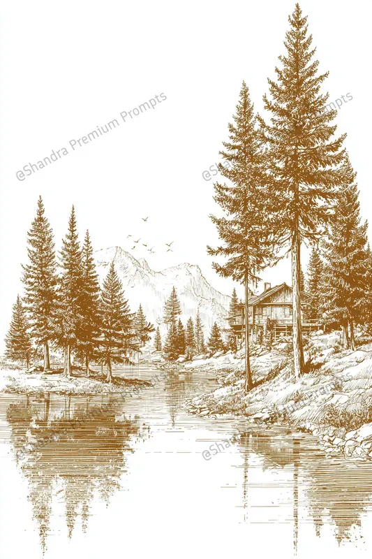 Vintage Sepia Line Drawings