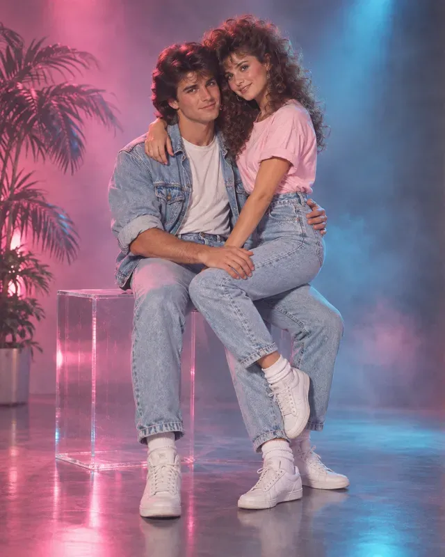 80s Retro Couple Portrait Photos
