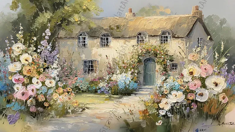 Cottagecore Oil Impasto Landscape Tv Art