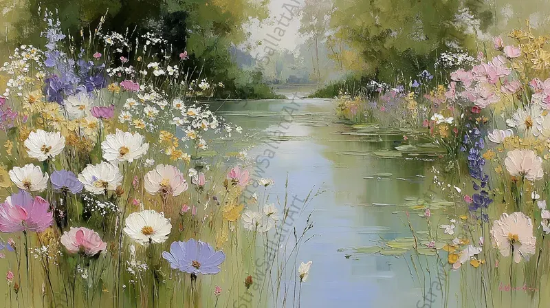 Cottagecore Oil Impasto Landscape Tv Art