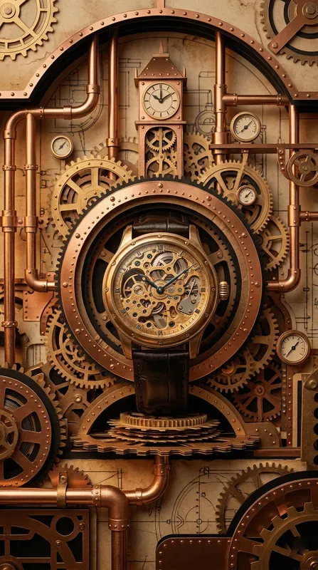 Steampunk Brass Gear Papercraft Stages