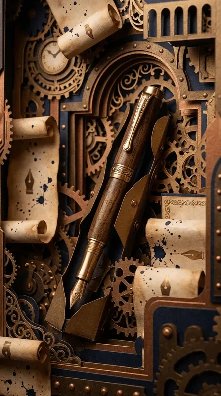 Steampunk Brass Gear Papercraft Stages