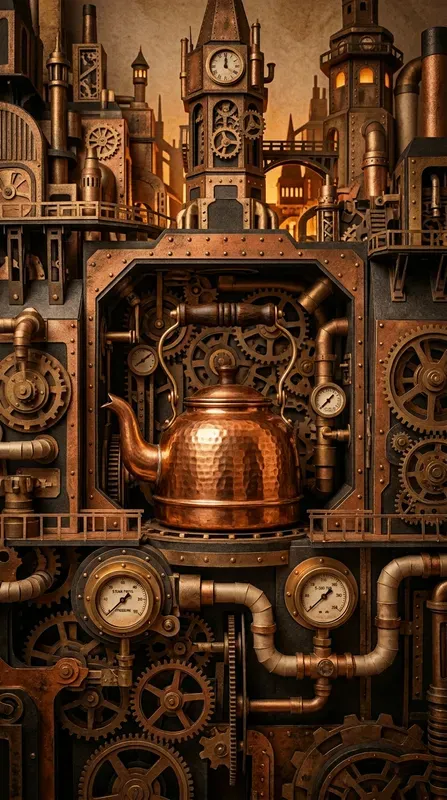Steampunk Brass Gear Papercraft Stages