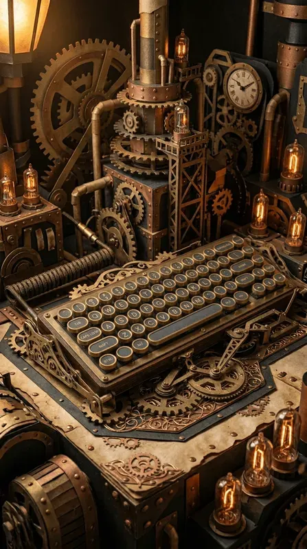 Steampunk Brass Gear Papercraft Stages