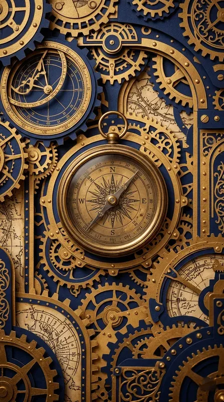 Steampunk Brass Gear Papercraft Stages