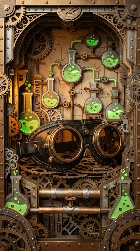 Steampunk Brass Gear Papercraft Stages