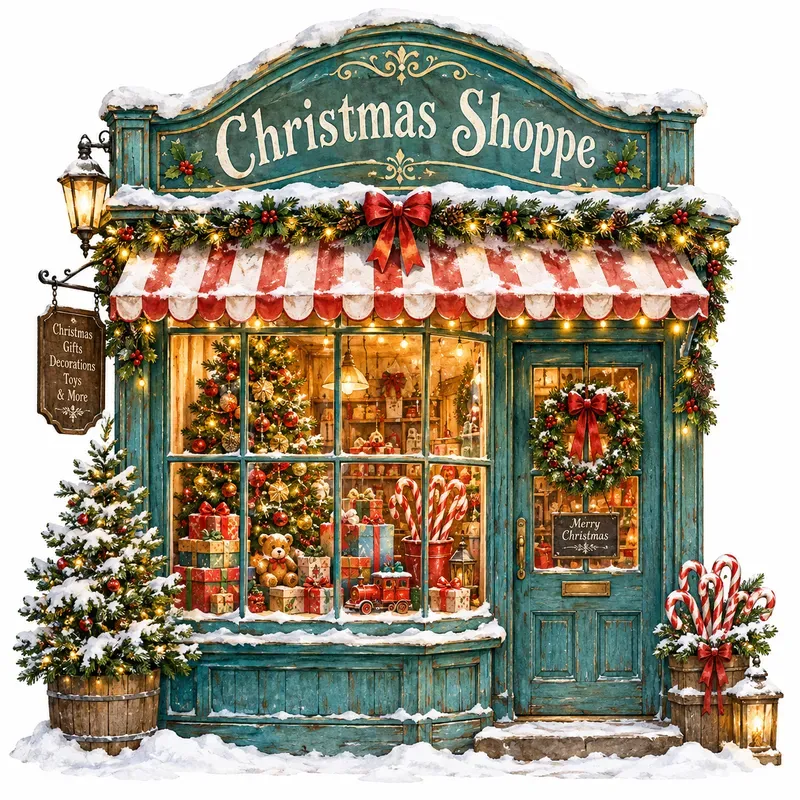 Vintage Christmas Shop Window Cliparts