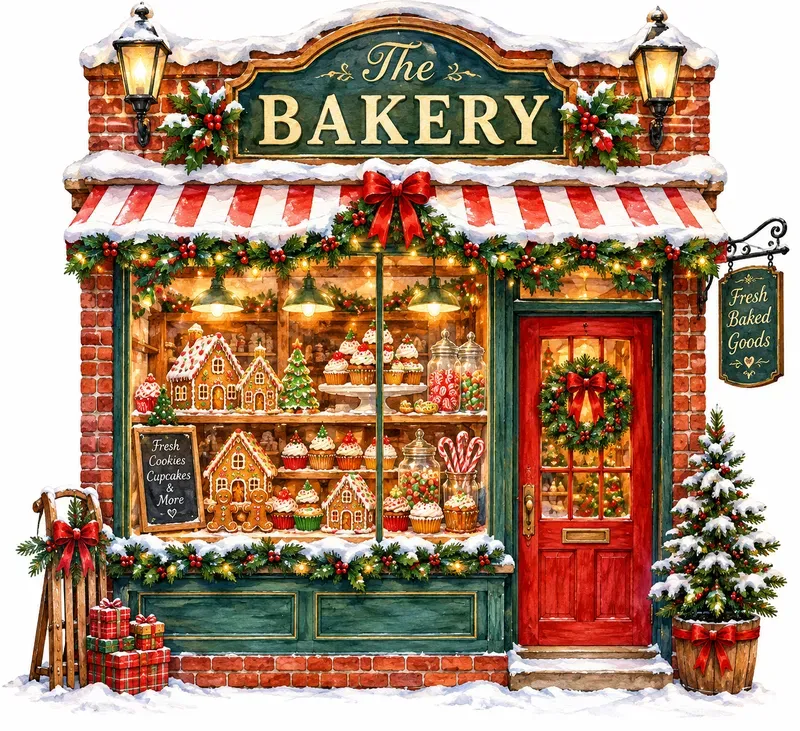 Vintage Christmas Shop Window Cliparts
