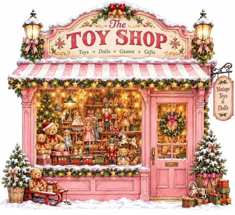 Vintage Christmas Shop Window Cliparts