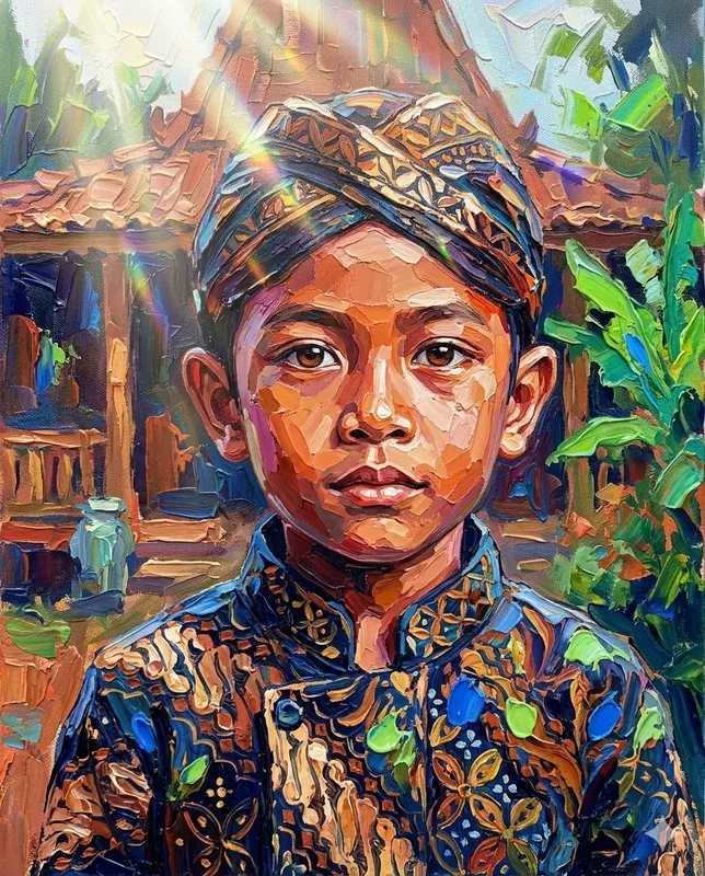 Indonesian Kids Impasto Art Portraits