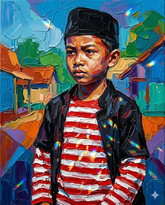 Indonesian Kids Impasto Art Portraits