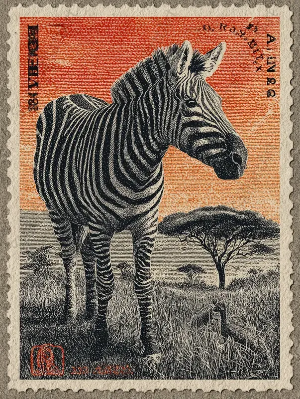Vintage Animal Postage Stamp Ephemera