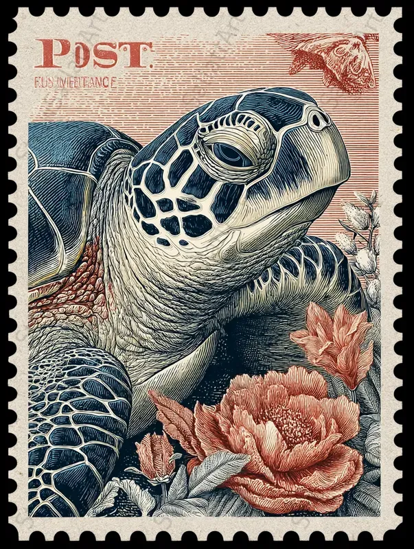 Vintage Animal Postage Stamp Ephemera