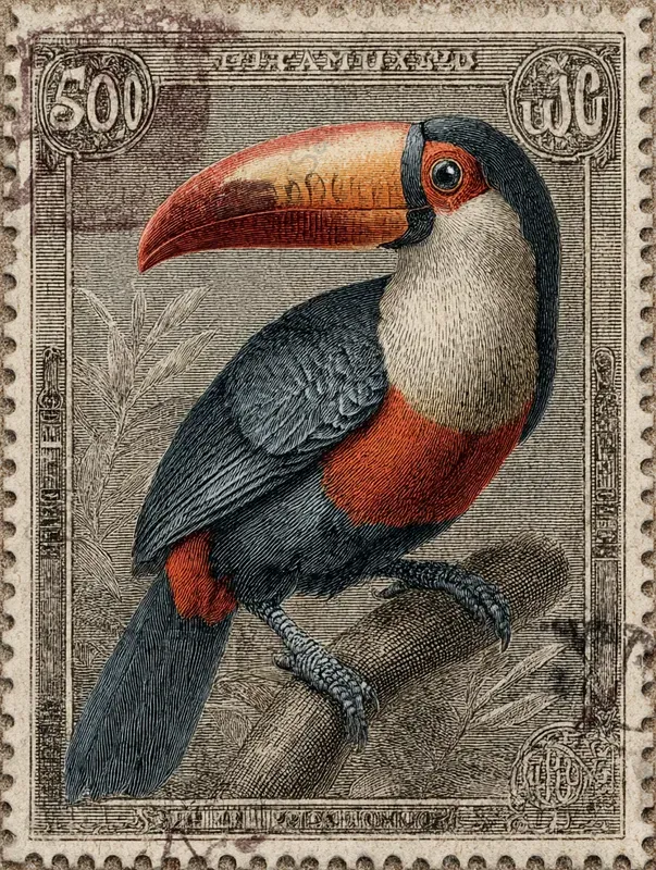 Vintage Animal Postage Stamp Ephemera