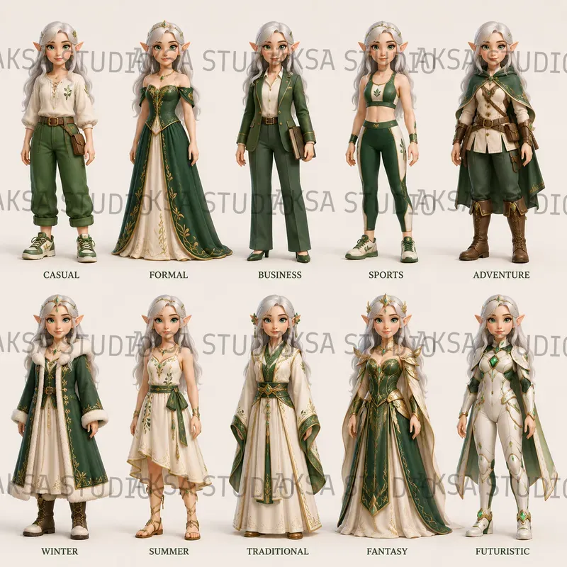 3D Character Outfit Sheets