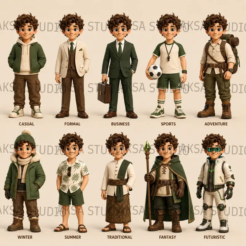 3D Character Outfit Sheets