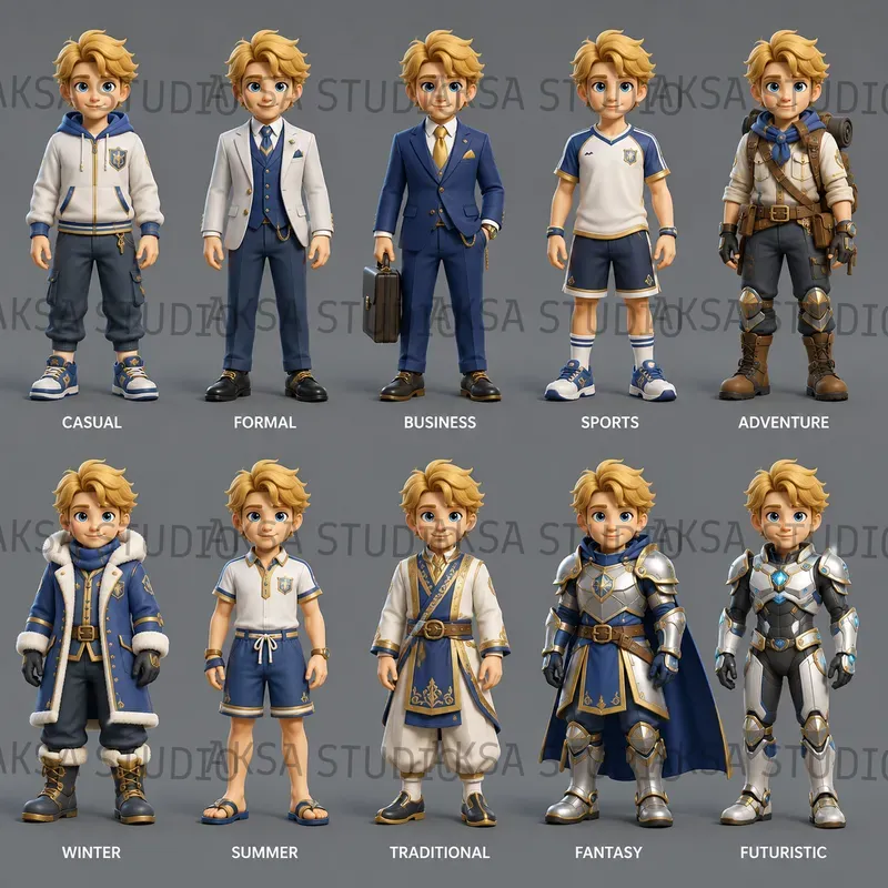 3D Character Outfit Sheets