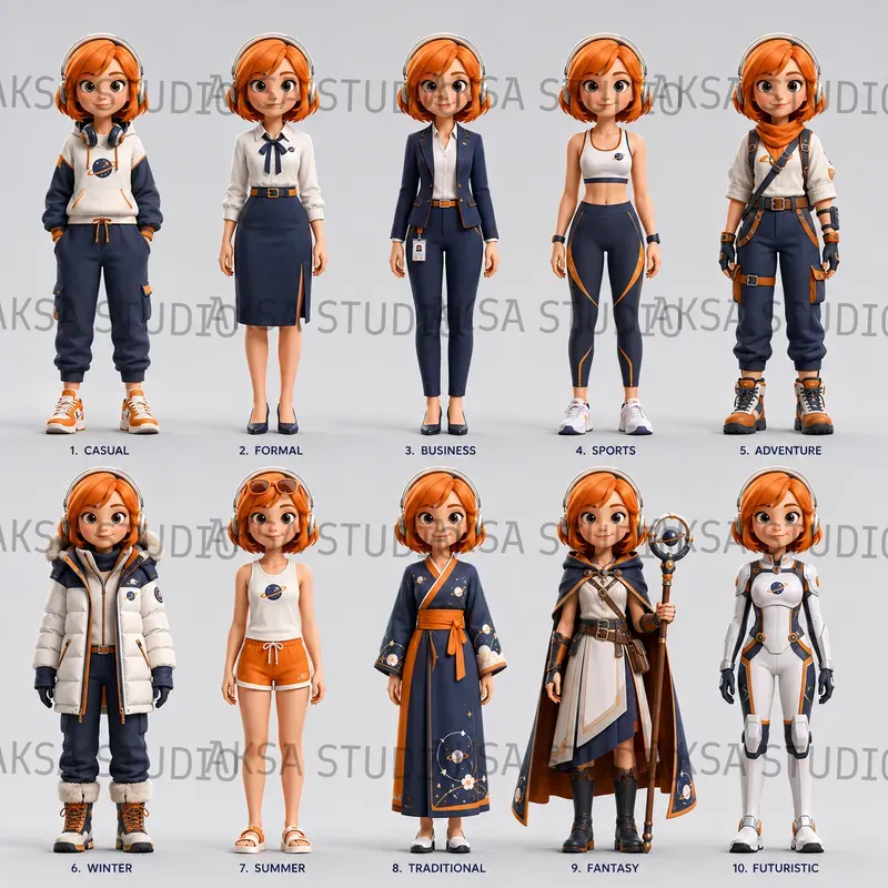 3D Character Outfit Sheets