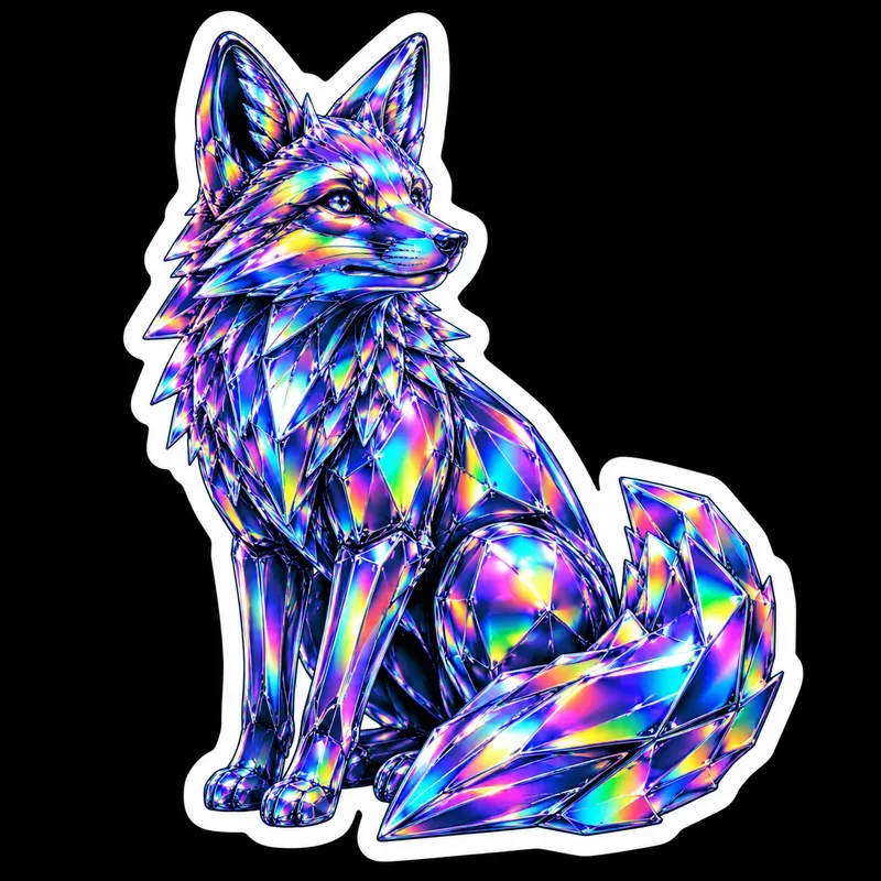 3D Holographic Retrofuturistic Stickers