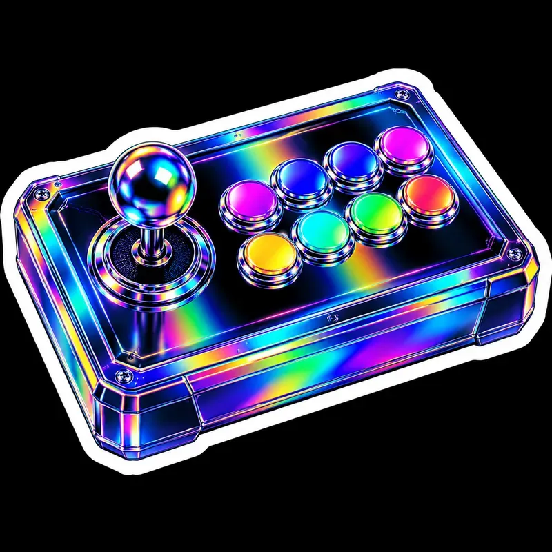3D Holographic Retrofuturistic Stickers