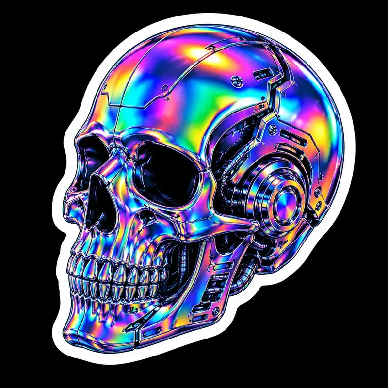 3D Holographic Retrofuturistic Stickers