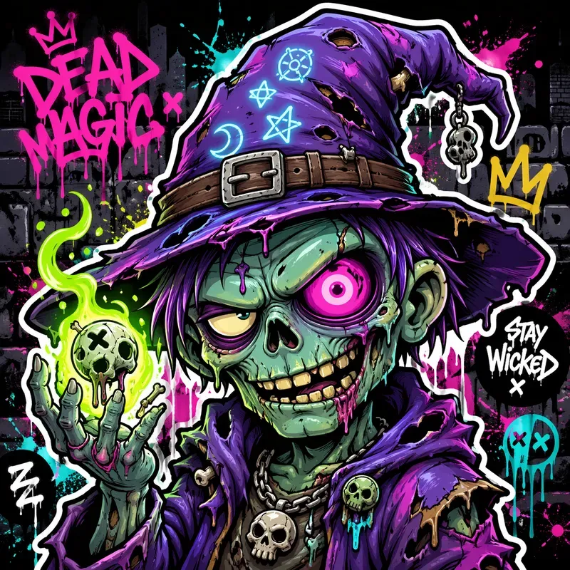 Neon Graffiti Zombie Sticker Generator