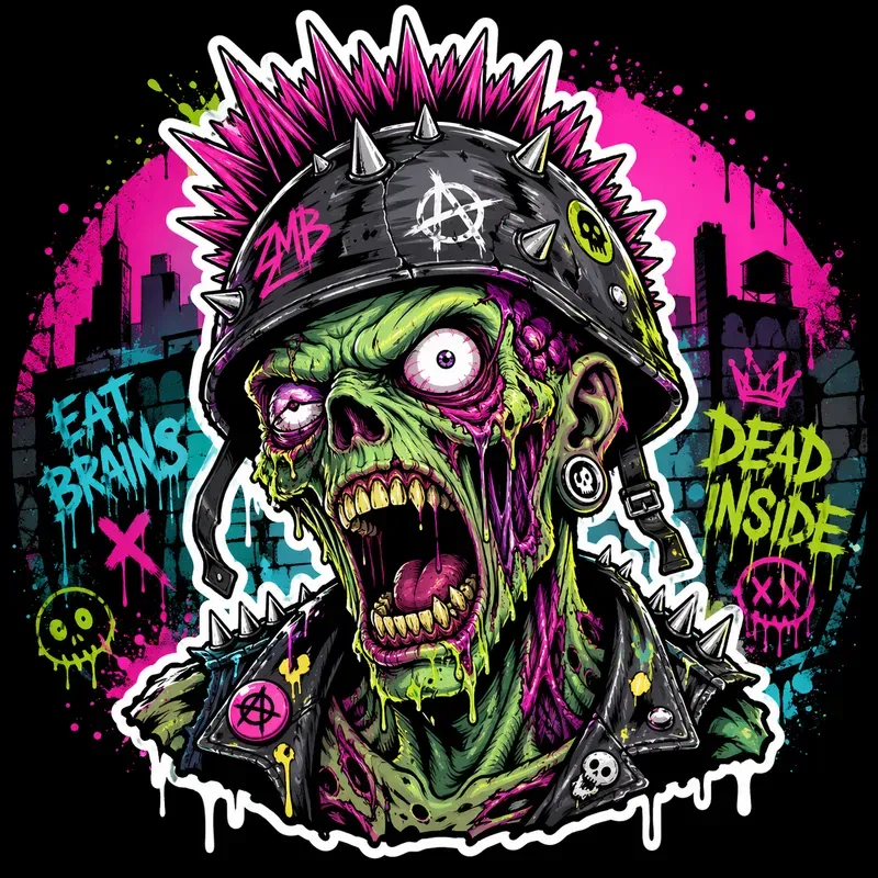 Neon Graffiti Zombie Sticker Generator