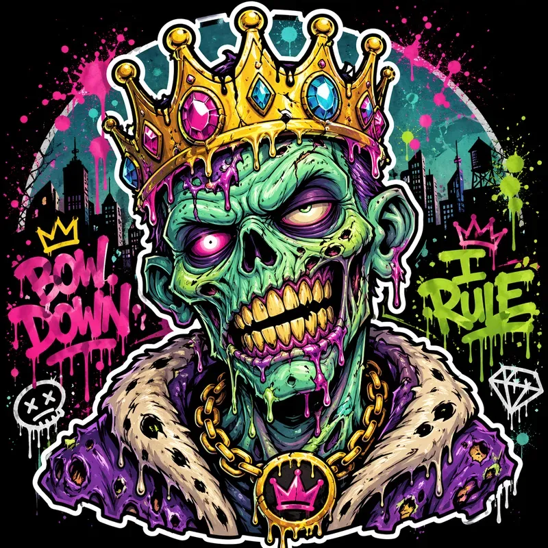 Neon Graffiti Zombie Sticker Generator