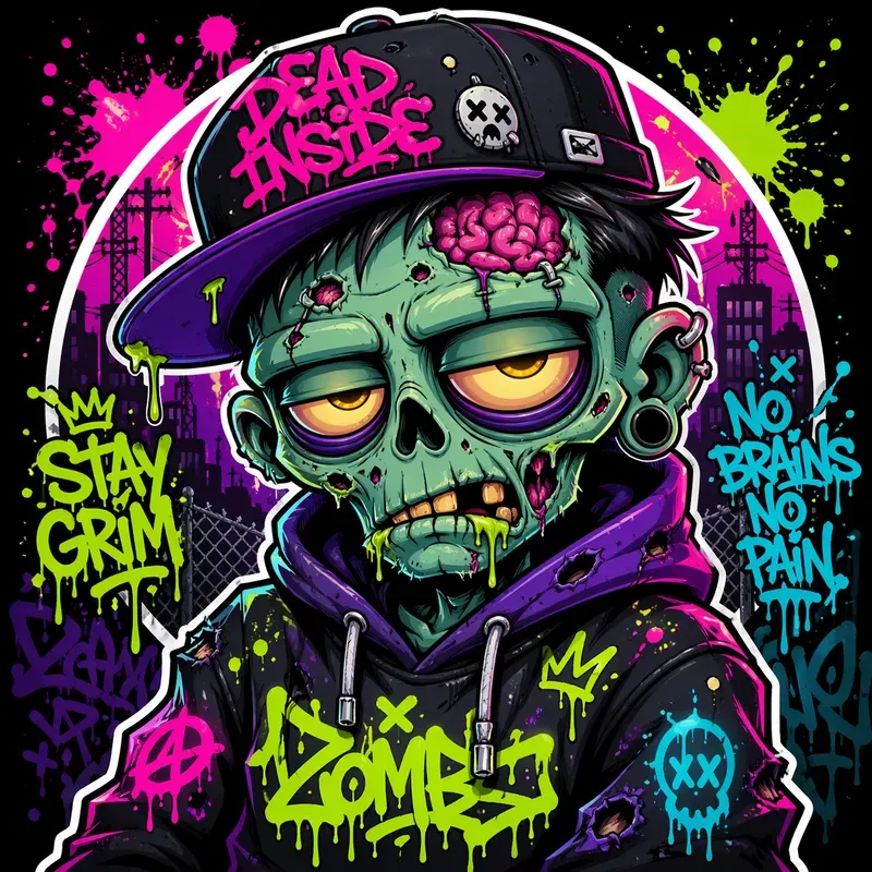 Neon Graffiti Zombie Sticker Generator