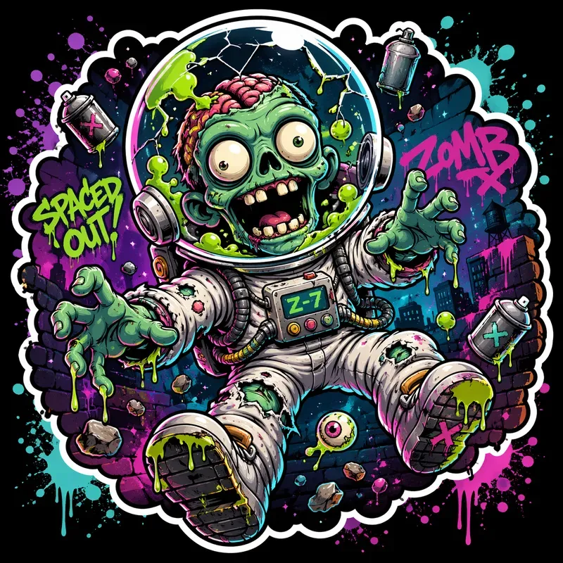Neon Graffiti Zombie Sticker Generator
