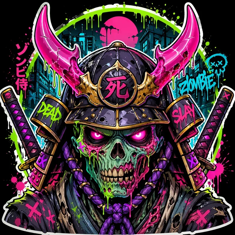 Neon Graffiti Zombie Sticker Generator