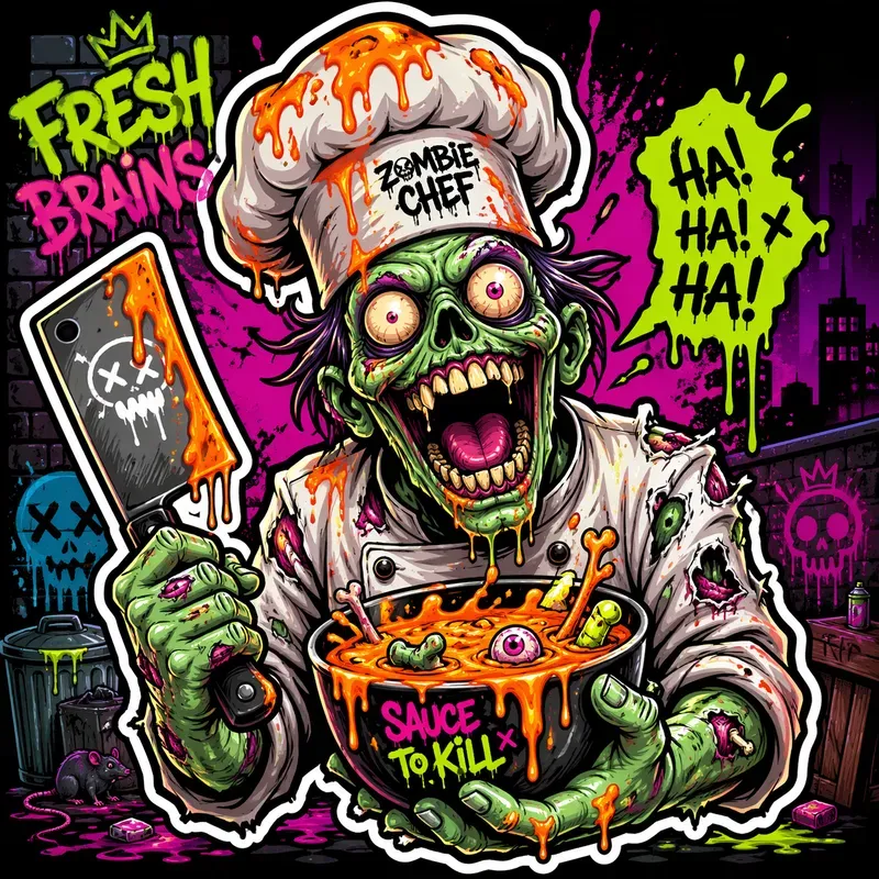 Neon Graffiti Zombie Sticker Generator