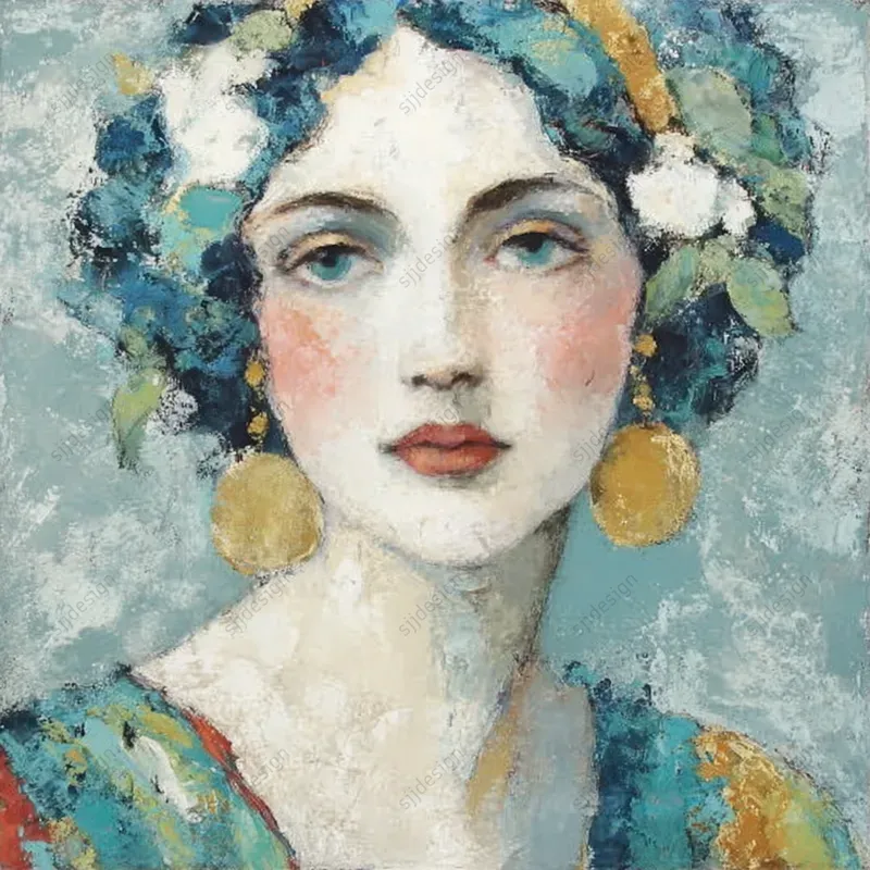 Vintage Impressionist Portrait Art