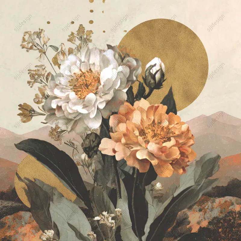 Sepia Botanical Portrait Illustrations