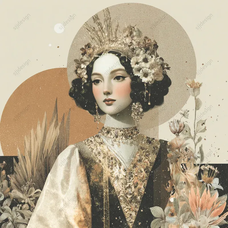 Sepia Botanical Portrait Illustrations