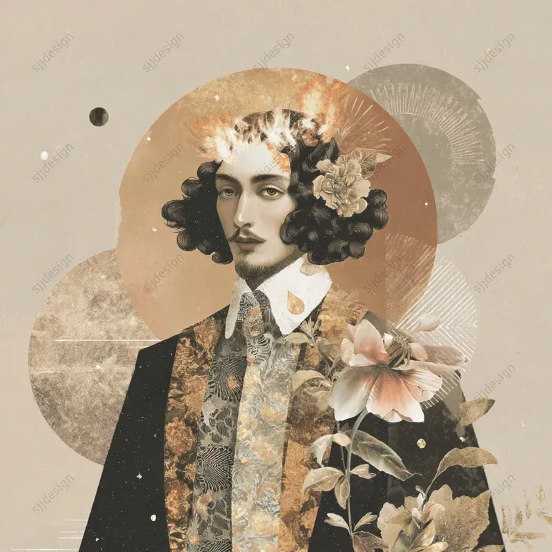 Sepia Botanical Portrait Illustrations