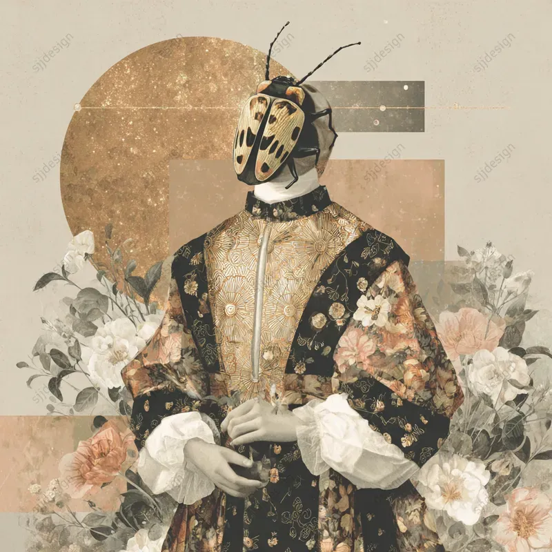 Sepia Botanical Portrait Illustrations