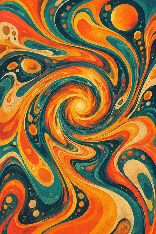 Groovy Retro Liquid Abstract Wall Art