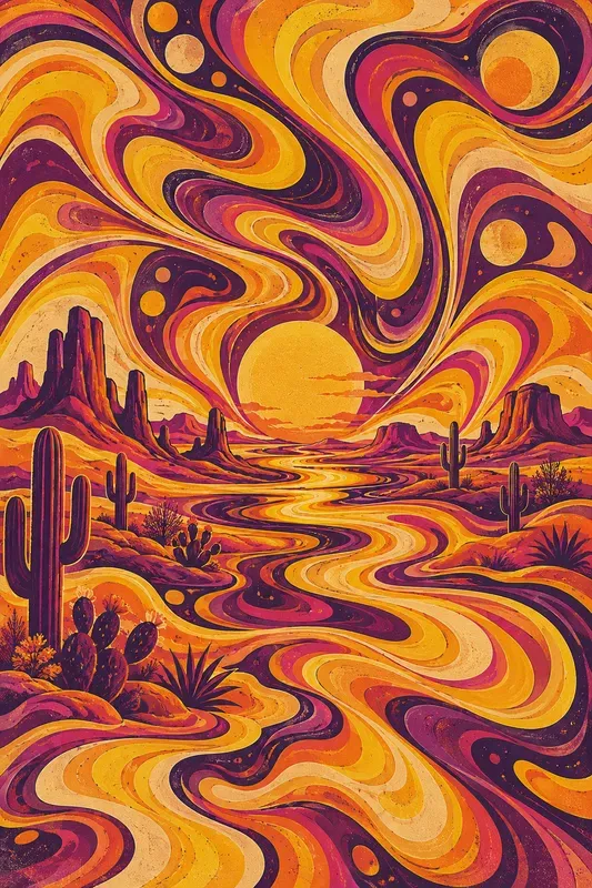 Groovy Retro Liquid Abstract Wall Art