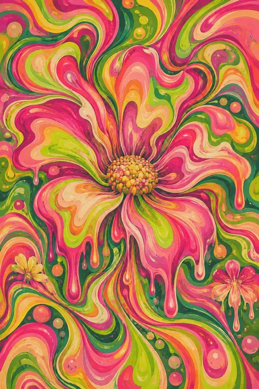 Groovy Retro Liquid Abstract Wall Art