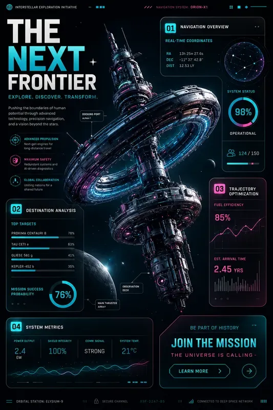 Futuristic Dark Tech Infographic Posters